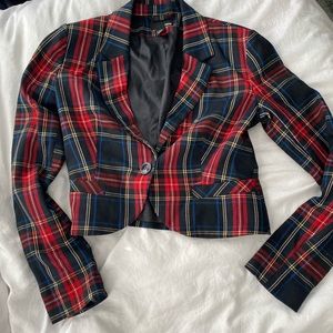 H&M plaid cropped blazer